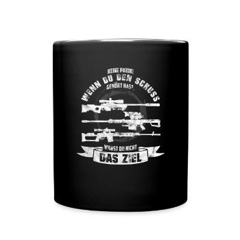 Sniper Scharfschütze Armee Geschenk Spruch Bundesw - Tasse einfarbig - Schwarz - Vorne