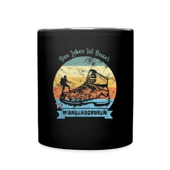 Das Leben ist besser in Wanderschuhen - Tasse einfarbig - Schwarz - Vorne
