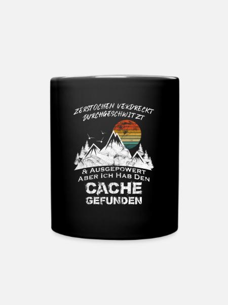 Geocaching - Zerstochen verdreckt durchgeschwitzt - Tasse einfarbig - Schwarz