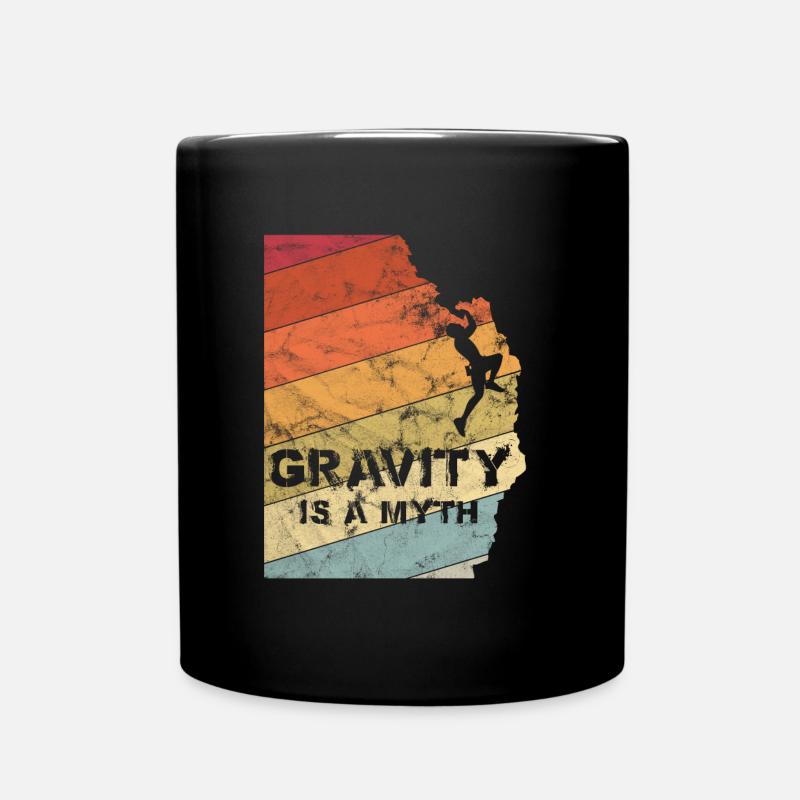 Gravity is a Myth Bouldering Climbing Vintage Gift - Full Colour Mug - black