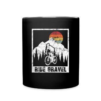 Vintage Gravel Bike Road Bike Ride Gravel Cyclocross - Full Colour Mug - black - Front