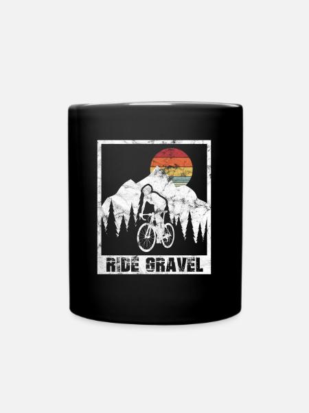 Vintage Gravel Bike Road Bike Ride Gravel Cyclocross - Full Colour Mug - black