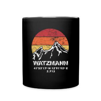 Watzmann 2713 Watzmannmassiv Bayern Bergsteigen - Tasse einfarbig - Schwarz - Vorne