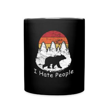 Vintage I hate people - bear camping hiking - Mug uni - noir - Devant