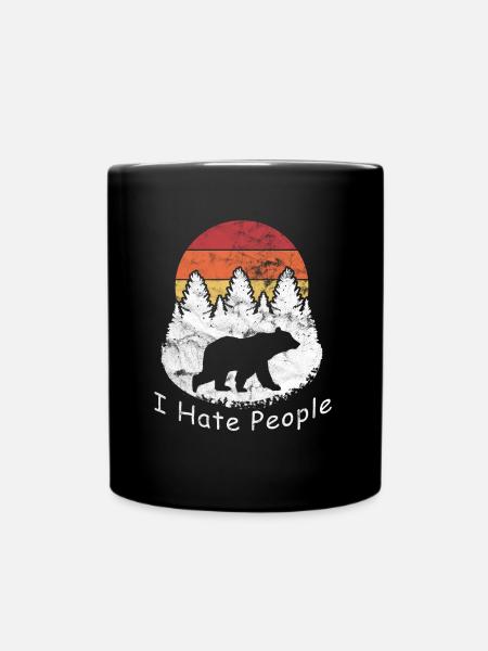 Vintage I hate people - bear camping hiking - Mug uni - noir