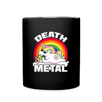 Einhorn Death Metal - Tasse einfarbig - Schwarz - Vorne