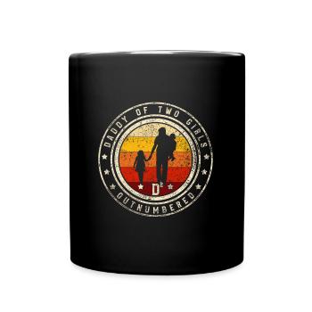 Vater von Mädchen Dad Papa Outnumbered - Tasse einfarbig - Schwarz - Vorne