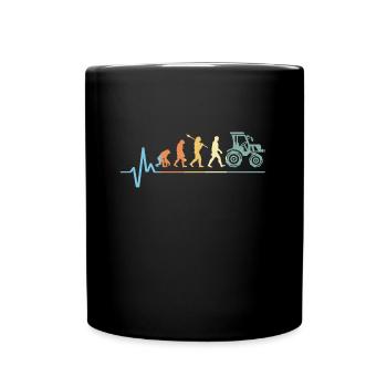 Traktor Herzschlag Vintage - Tasse einfarbig - Schwarz - Vorne