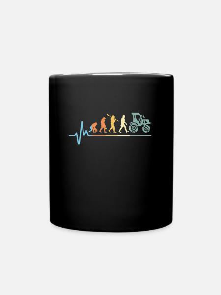 Tractor heartbeat vintage - Full Colour Mug - black