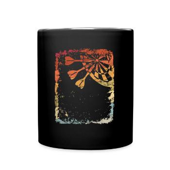 Darts Retro Darts Vintage Bullseye Darts Player - Full Colour Mug - black - Front