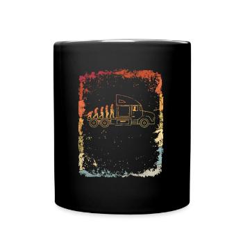 Truck Driver Evolution Truck Vintage Retro - Full Colour Mug - black - Front
