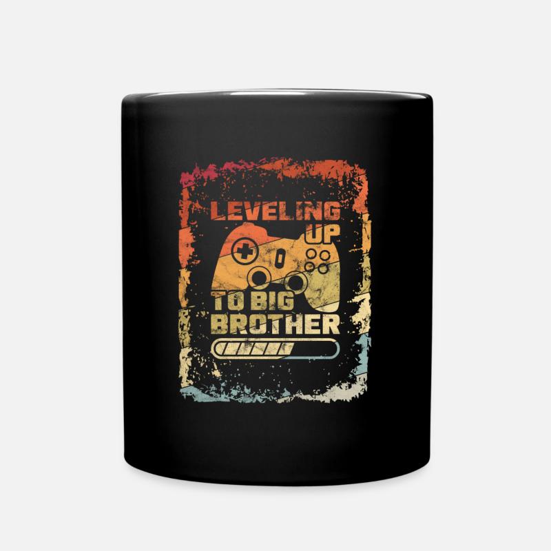 Vintage Leveling up Großer Bruder Big Brother - Tasse einfarbig - Schwarz