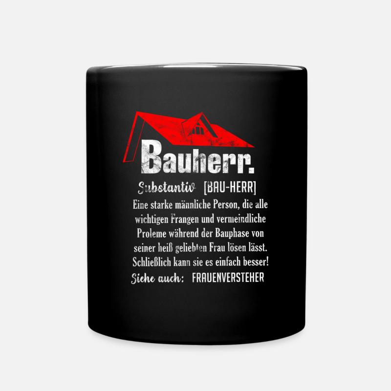 Vintage Bauherr Hausbau Eigenheim lustiges Geschen - Tasse einfarbig - Schwarz