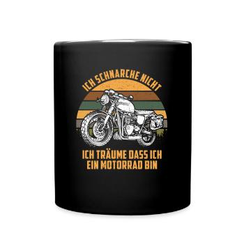 Ich schnarche nicht - Motorrad Vintage Retro Spruc - Tasse einfarbig - Schwarz - Vorne