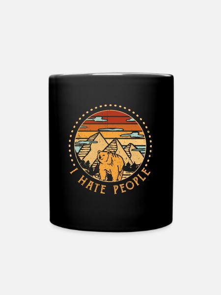 Bären I Hate People Retro Vintage - Tasse einfarbig - Schwarz