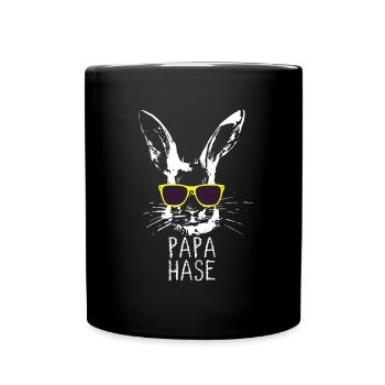 Papa Hase Ostern Osterhase Partnerlook Oster Gesch - Tasse einfarbig - Schwarz - Vorne
