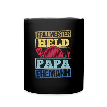 Grillmeister Papa Shirt Lustig Grillen Vater - Tasse einfarbig - Schwarz - Vorne