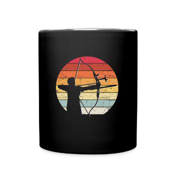 Retro Bogenschießen Bogenschütze Vintage Bogen Jag - Tasse einfarbig - Schwarz - Vorne