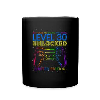 Gaming 30. Geburtstag Geschenk Level 30 Unlocked - Tasse einfarbig - Schwarz - Vorne