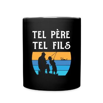 Tel père tel fils pêche idée cadeau t-shirt - Mug uni - noir - Devant
