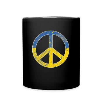 Ukraine Flag Peace Symbol - Flag Of Ukraine - Full Colour Mug - black - Front