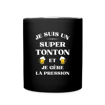 super tonton bière humour tonton personnalisé - Mug uni - noir - Devant