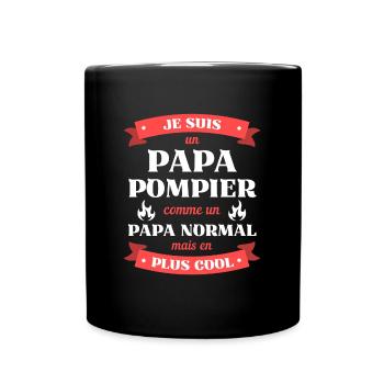 papa pompier cool humour fete des peres cadeau - Mug uni - noir - Devant