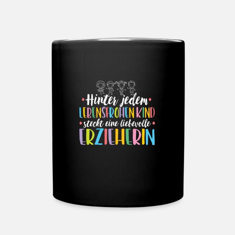 Hinter jedem Lebensfrohen Kind steckt eine - Tasse einfarbig - Schwarz