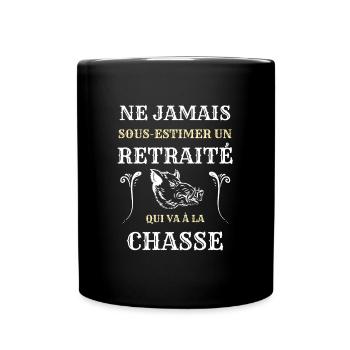 retraite chasse homme humour chasseur cadeau papy - Mug uni - noir - Devant