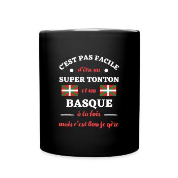 pas facile tonton basque humour pays basque cadeau - Mug uni - noir - Devant