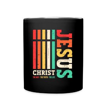 Jesus Christus Shirt Bibelvers Ich bin der Weg - Tasse einfarbig - Schwarz - Vorne