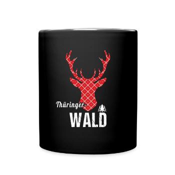 Thüringer Wald Hirsch - Tasse einfarbig - Schwarz - Vorne