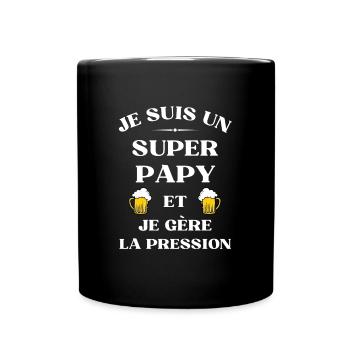 super papy bière humour fete des grands peres - Mug uni - noir - Devant