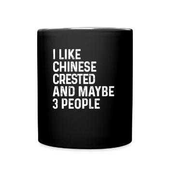 J’aime les crêtes chinoises et peut-être le chien de 3 personnes - Mug uni - noir - Devant