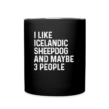 J’aime le chien de berger islandais et peut-être le chien de 3 personnes - Mug uni - noir - Devant