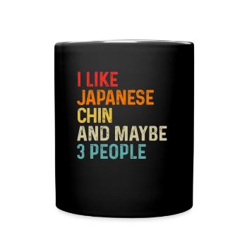 Ich mag japanisches Kinn und vielleicht 3 Personen Hundeliebhaber - Tasse einfarbig - Schwarz - Vorne