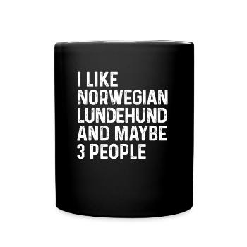 Ich mag norwegischen Lundehund und vielleicht 3 Personen Hund - Tasse einfarbig - Schwarz - Vorne