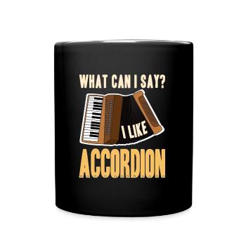 Que dois-je dire? J’aime l’accordéon - Mug uni - noir - Devant