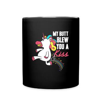 My butt blows you a kiss unicorn fart - Full Colour Mug - black - Front