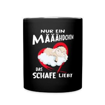 schaf määädchen das schafe mag schafgirl - Tasse einfarbig - Schwarz - Vorne