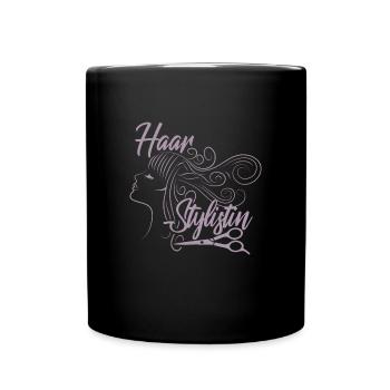 Haarstylistin Shirt Frisörin Damen Shirt Elegant - Tasse einfarbig - Schwarz - Vorne