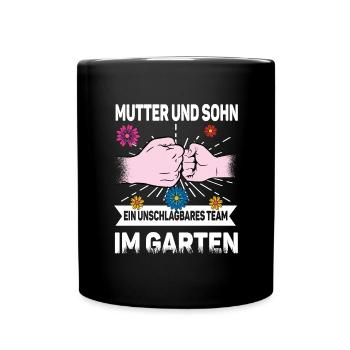 Mutter Sohn Garten - Tasse einfarbig - Schwarz - Vorne