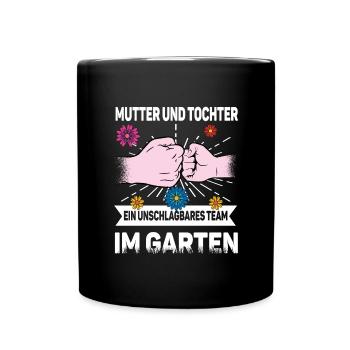 Mutter Tochter im Garten - Tasse einfarbig - Schwarz - Vorne