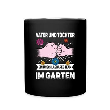 Vater Tochter Garten - Tasse einfarbig - Schwarz - Vorne