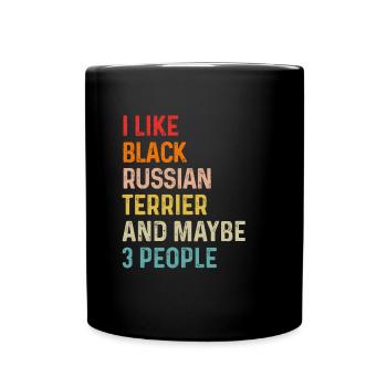 J’aime le terrier russe noir et peut-être 3 personnes - Mug uni - noir - Devant
