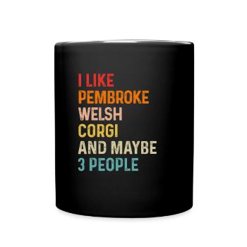J’aime Pembroke Welsh Corgi et peut-être 3 personnes - Mug uni - noir - Devant