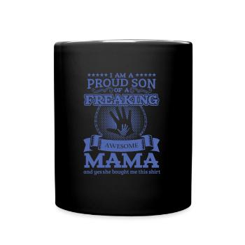 Familie Mama Sohn Tshirt - Tasse einfarbig - Schwarz - Vorne