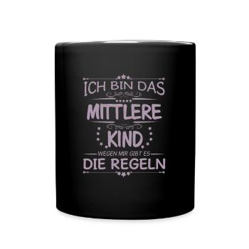 Familie Kinder mittleres Kind - Tasse einfarbig - Schwarz - Vorne