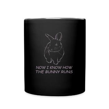 Denglisch Jetzt weiß ich wie der Hase läuft - Tasse einfarbig - Schwarz - Vorne