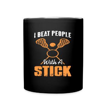 Ich schlage Leute mit einem Stock - Tasse einfarbig - Schwarz - Vorne
